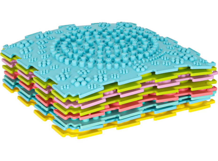 Senzorická podložka Montessori na masáž nôh 8 dielikov - pastelové farby