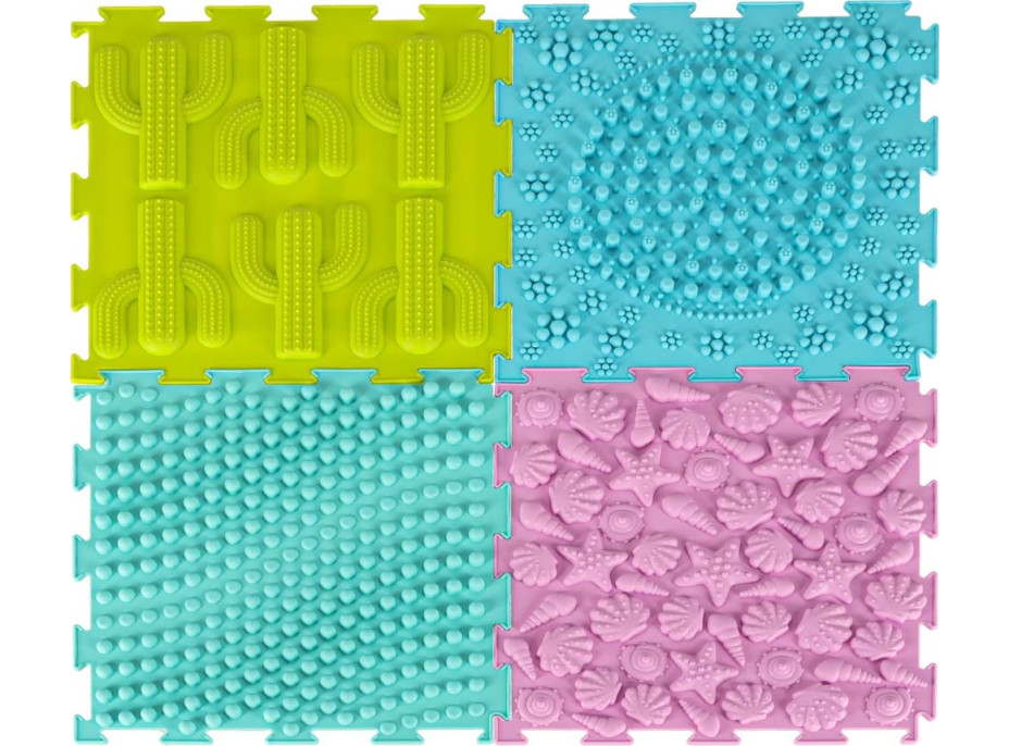 Senzorická podložka Montessori na masáž nôh 8 dielikov - pastelové farby