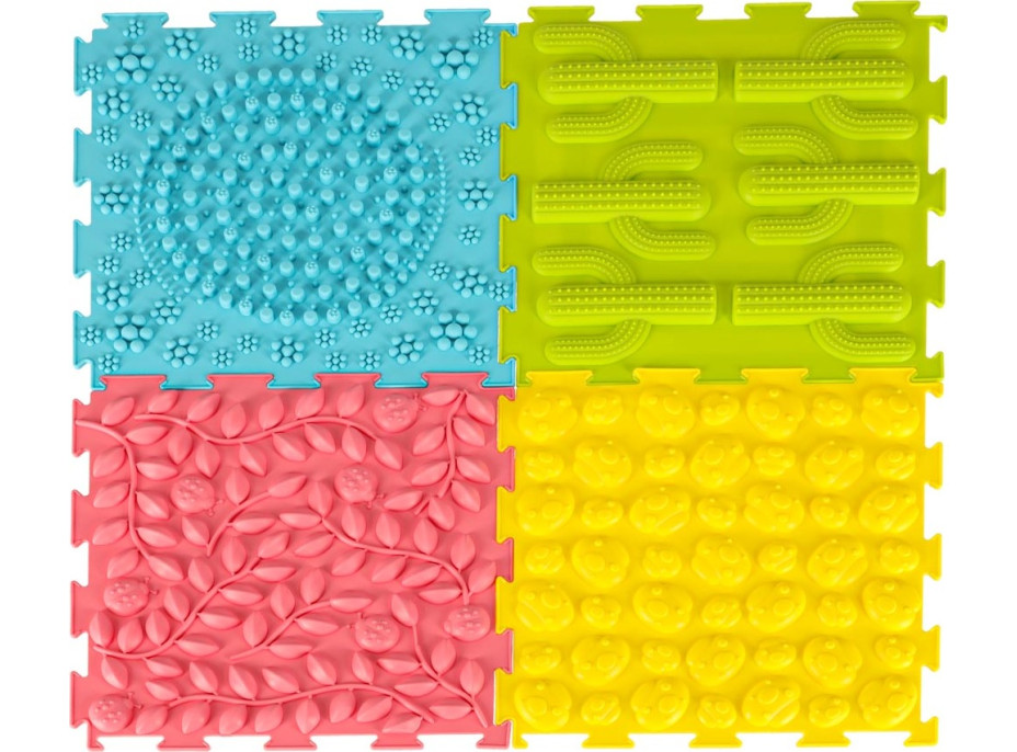 Senzorická podložka Montessori na masáž nôh 8 dielikov - pastelové farby