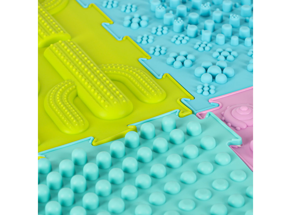 Senzorická podložka Montessori na masáž nôh 8 dielikov - pastelové farby