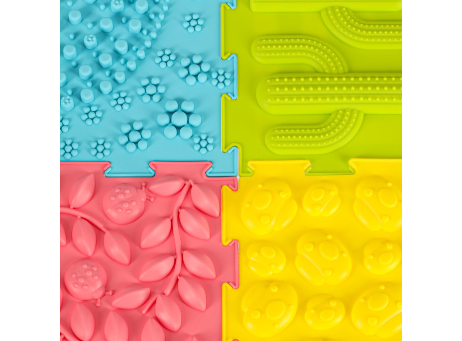 Senzorická podložka Montessori na masáž nôh 8 dielikov - pastelové farby