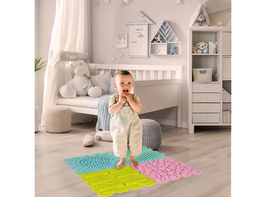 Senzorická podložka Montessori na masáž nôh 8 dielikov - pastelové farby