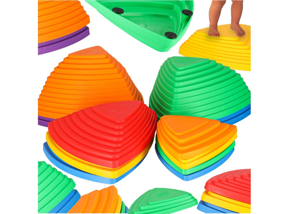 Senzorický Montessori chodník Riečne kamene pre tréning rovnováhy 11 prvkov - farebná