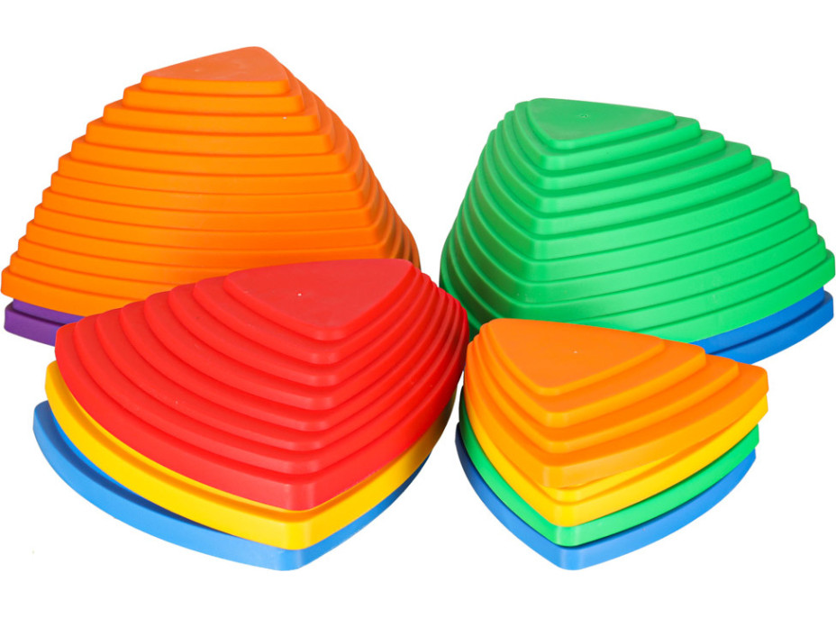 Senzorický Montessori chodník Riečne kamene pre tréning rovnováhy 11 prvkov - farebná