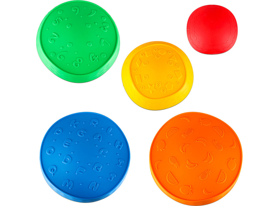 Senzorický Montessori chodník Riečne kamene pre tréning rovnováhy 5 prvkov - farebná