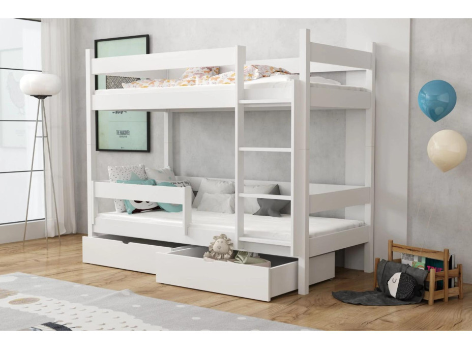 Detská poschodová posteľ z masívu borovice LEGEND so šuplíkmi - 180x80 cm