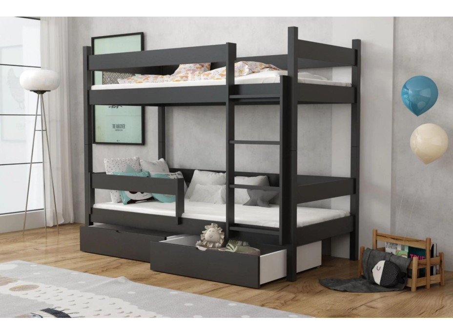 Detská poschodová posteľ z masívu borovice LEGEND so šuplíkmi - 180x80 cm