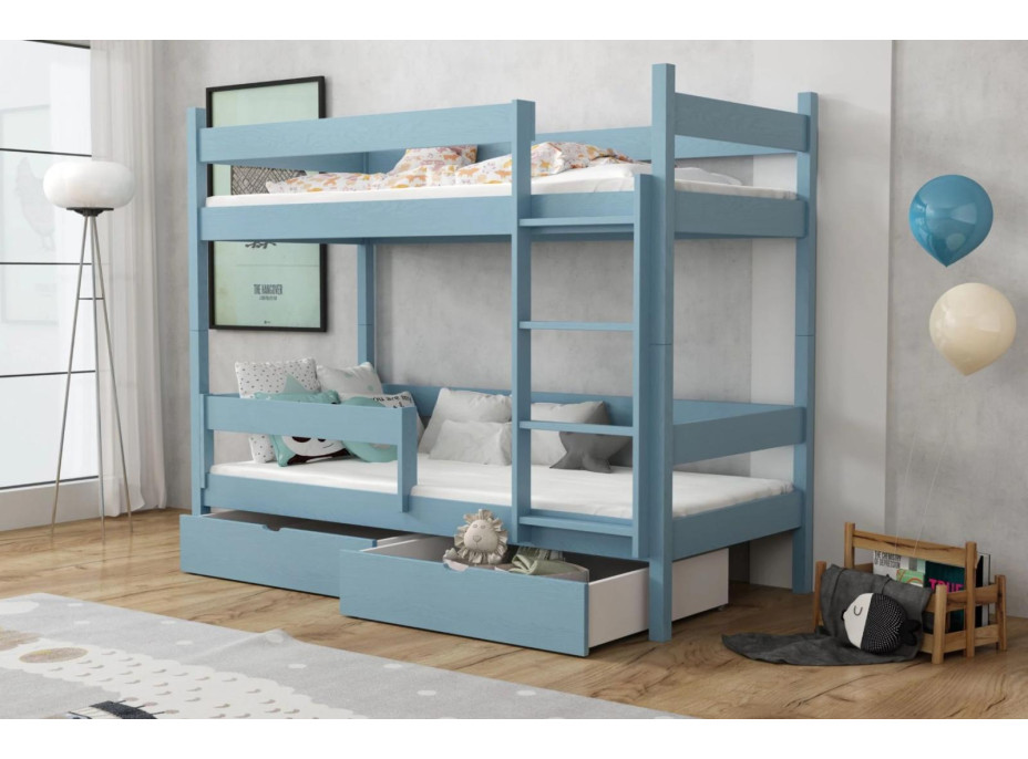 Detská poschodová posteľ z masívu borovice LEGEND so šuplíkmi - 180x80 cm
