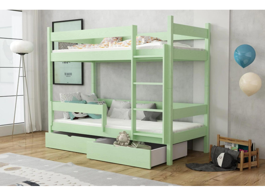 Detská poschodová posteľ z masívu borovice LEGEND so šuplíkmi - 180x80 cm