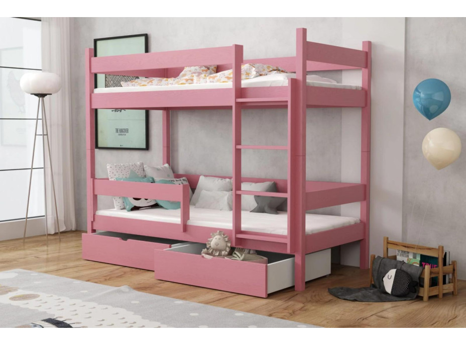 Detská poschodová posteľ z masívu borovice LEGEND so šuplíkmi - 200x90 cm