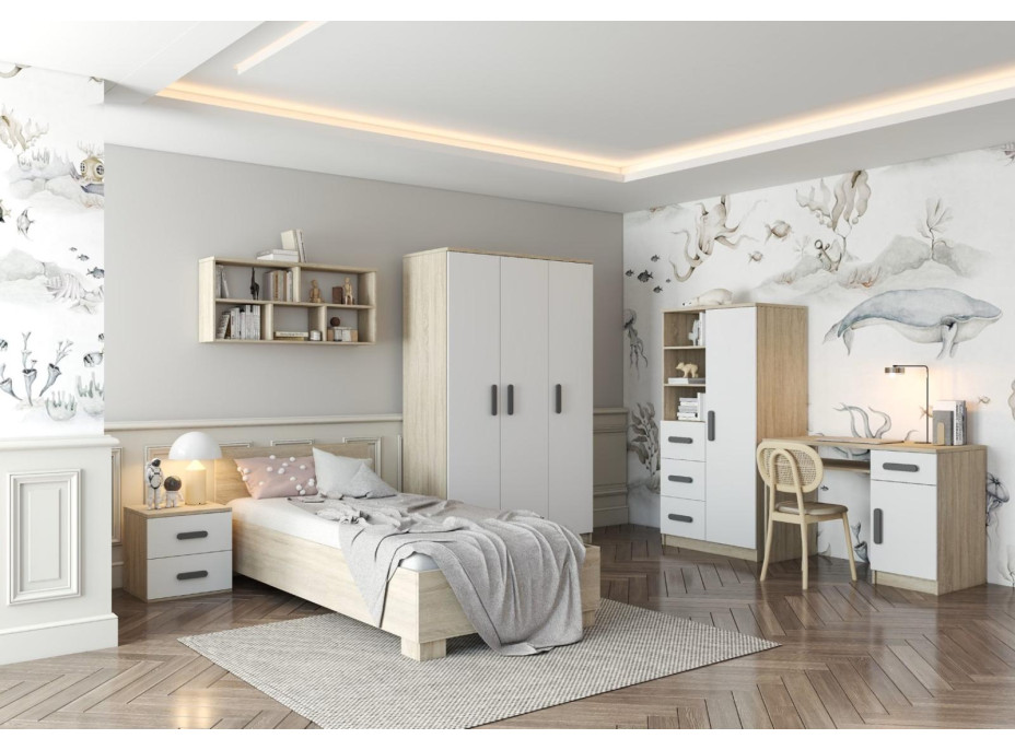 Šatníková skriňa SMYK 120 - dub sonoma/biela (viac variant)