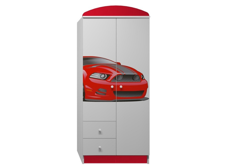 Šatníková skriňa ČERVENÝ ŠPORTIAK - TYP E, červená / biela