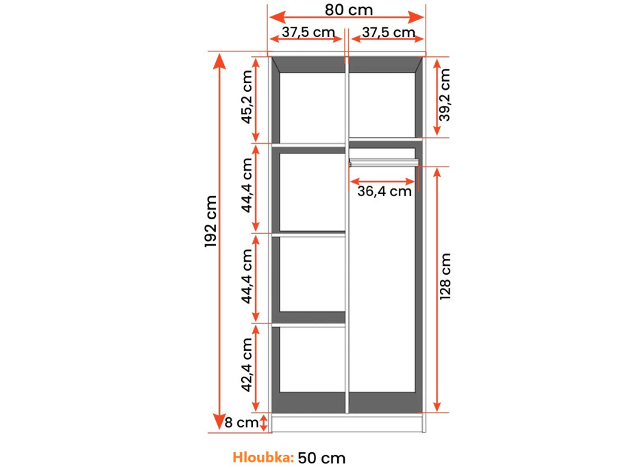 Šatníková skriňa SMYK 80 - dub sonoma/biela (viac variant)