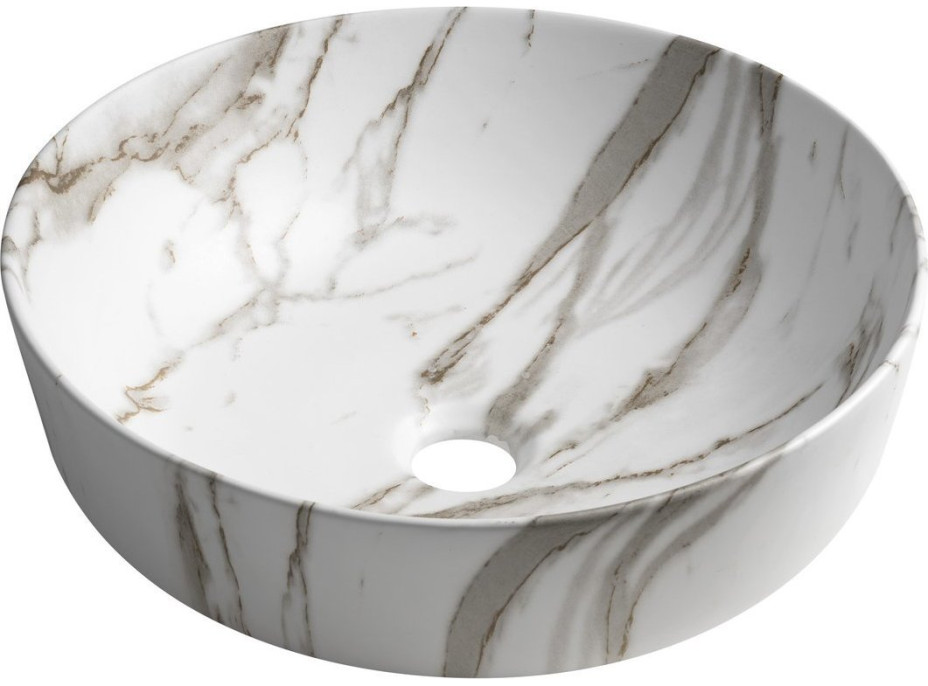 Sapho RONDEA keramické umývadlo na dosku Ø 41cm, bianco carrara AR445BC