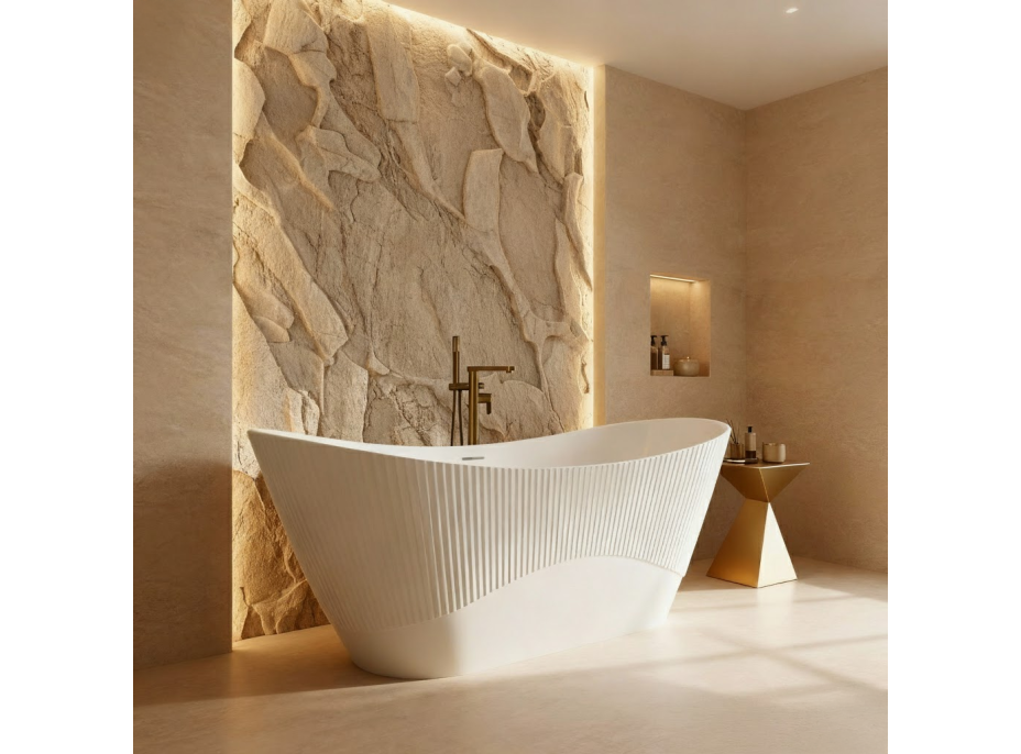 Voľne stojaca akrylátová vaňa Rea ATENA 170x73 cm - biela