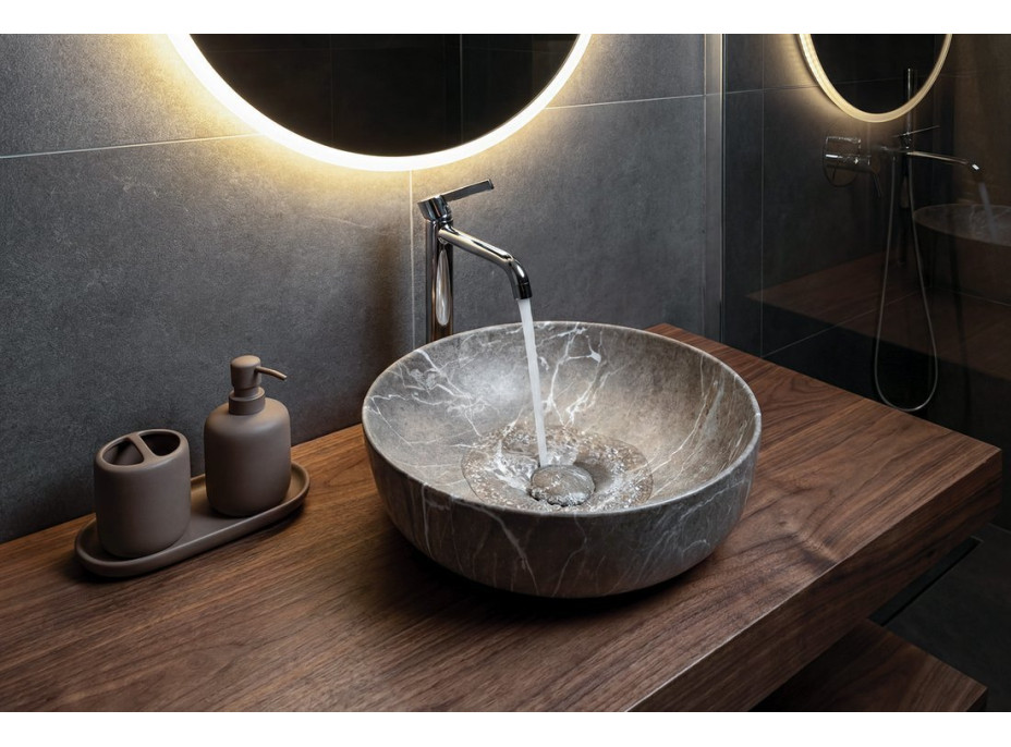 Sapho RONDEA keramické umývadlo na dosku Ø 41cm, breccia mramor AR445BM