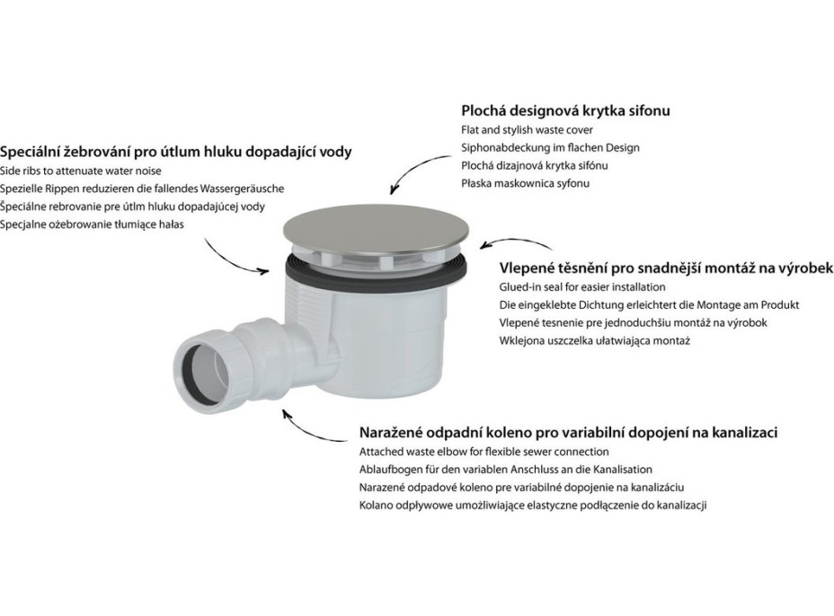 Polysan Vaničkový sifón, priemer 90mm, DN40, krytka zlato mat 17911GB
