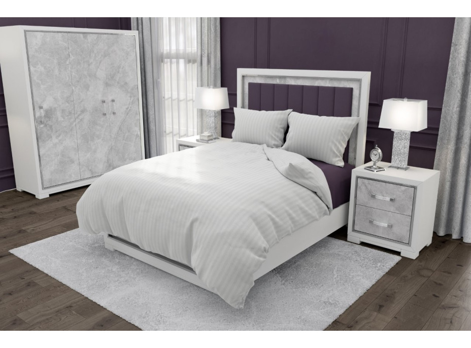 Posteľné obliečky FASHION - 160x200 cm - biele s 1cm pruhmi - bavlnený satén