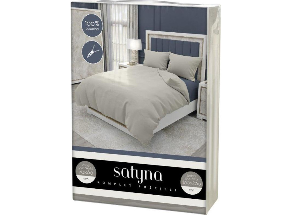 Posteľné obliečky FASHION - 160x200 cm - béžové - bavlnený satén