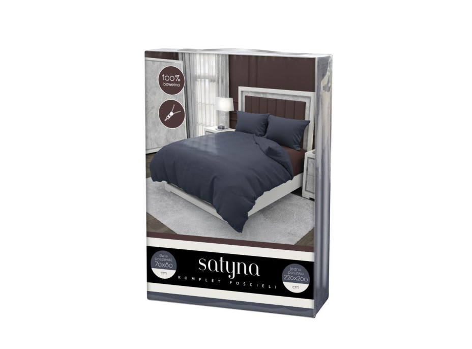 Posteľné obliečky FASHION - 220x200 cm - tmavo modré - bavlnený satén