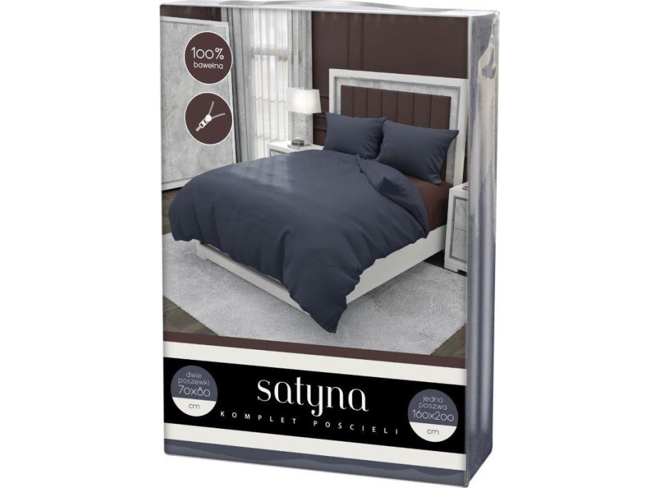 Posteľné obliečky FASHION - 160x200 cm - tmavo modré - bavlnený satén