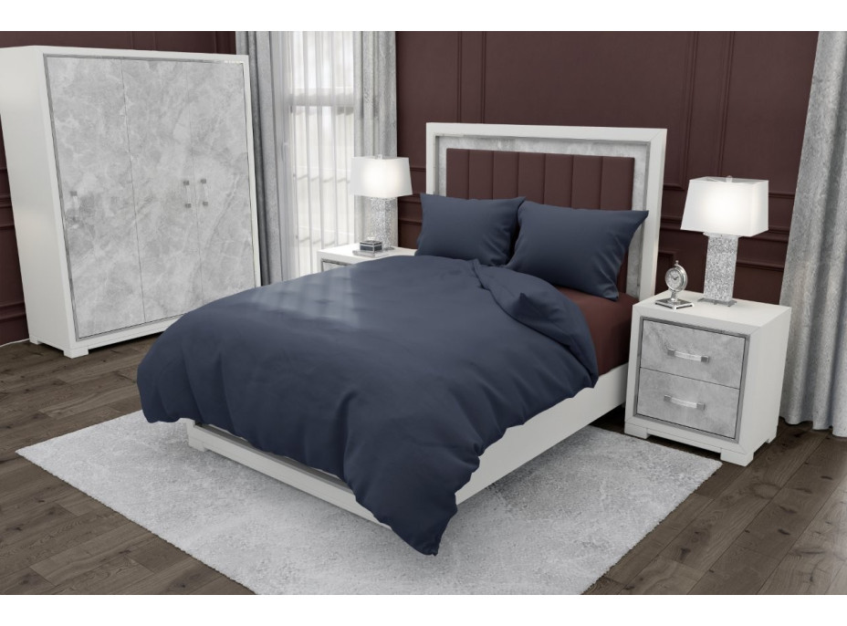 Posteľné obliečky FASHION - 160x200 cm - tmavo modré - bavlnený satén