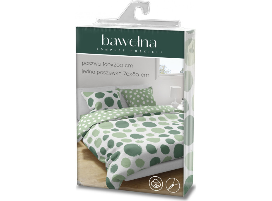 Bavlnené obliečky FASHION Zelené bodky - biele / zelené - 160x200 cm