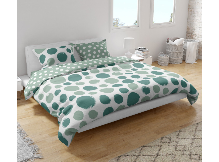 Bavlnené obliečky FASHION Zelené bodky - biele / zelené - 160x200 cm