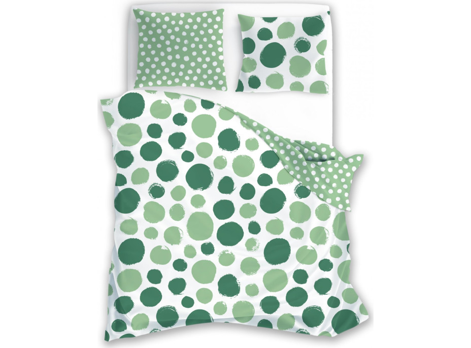 Bavlnené obliečky FASHION Zelené bodky - biele / zelené - 160x200 cm