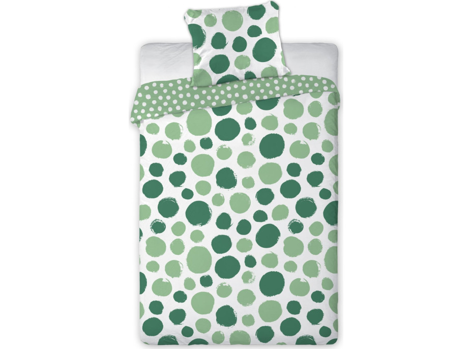 Bavlnené obliečky FASHION Zelené bodky - biele / zelené - 160x200 cm
