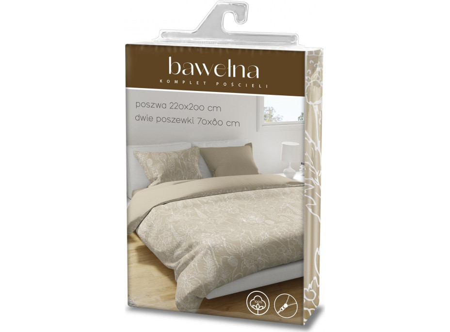 Bavlnené obliečky FASHION Lúčne kvety - béžové - 220x200 cm