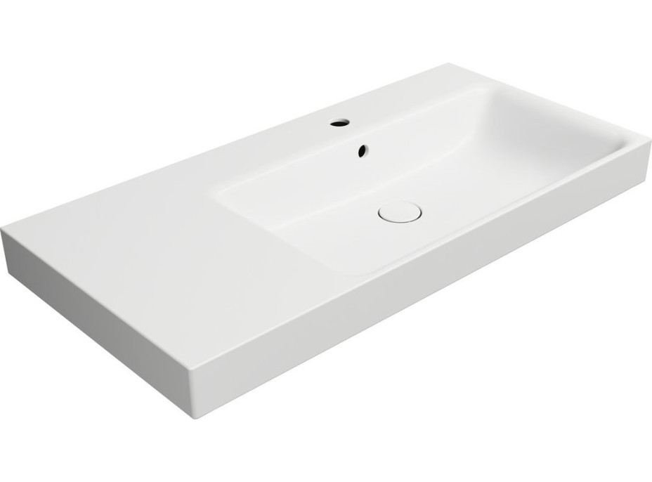 GSI NUBES keramické umývadlo 100x50cm, s odkladacou plochou vľavo, biela mat 9628109