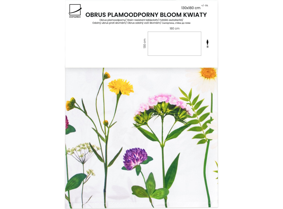 Veľkonočný obrus BLOOM Kvety - 130x180 cm - biely