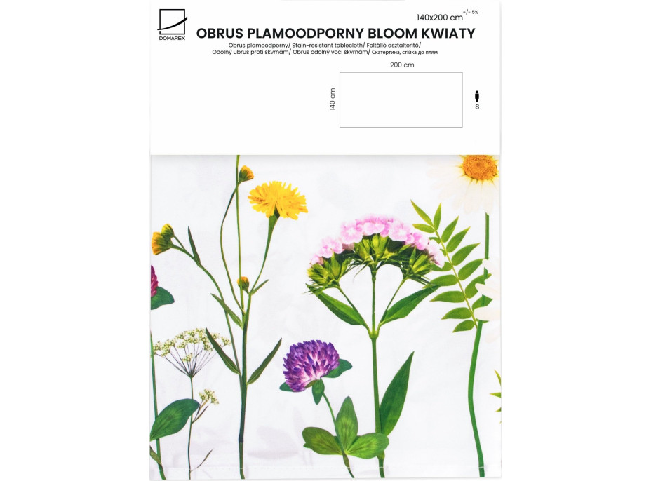 Veľkonočný obrus BLOOM Kvety - 140x200 cm - biely