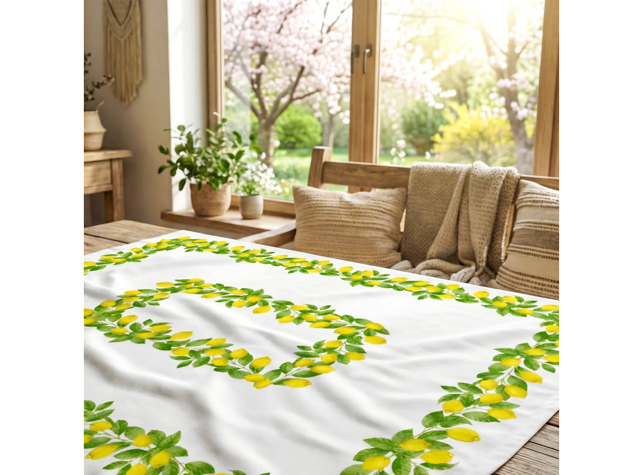 Dekoračný obrus LIMONE Citróny - 130x180 cm - biely