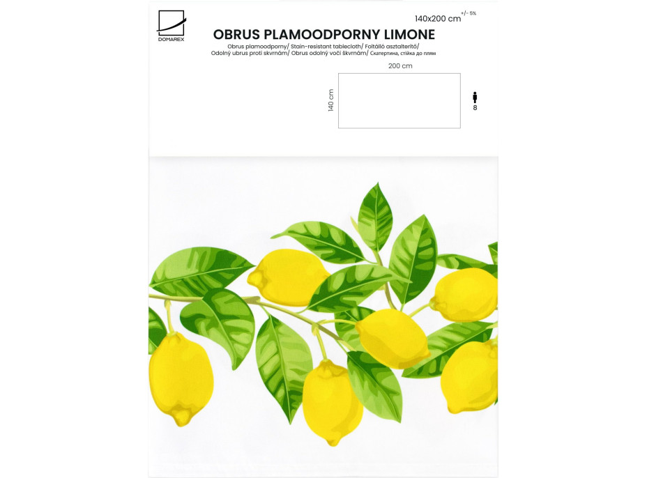 Dekoračný obrus LIMONE Citróny - 140x200 cm - biely