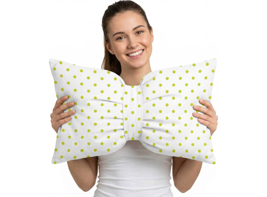 Dekoračný vankúš GLAM 30x50 cm - biely/zelené bodky