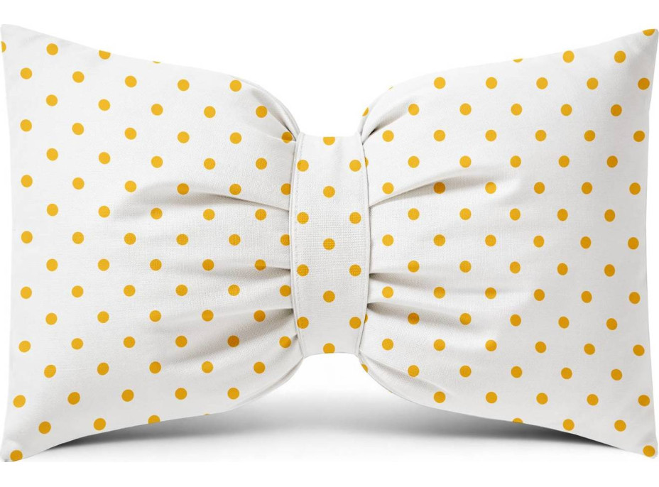Dekoračný vankúš GLAM 30x50 cm - biely/žlté bodky