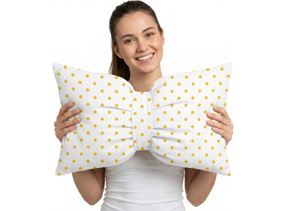 Dekoračný vankúš GLAM 30x50 cm - biely/žlté bodky