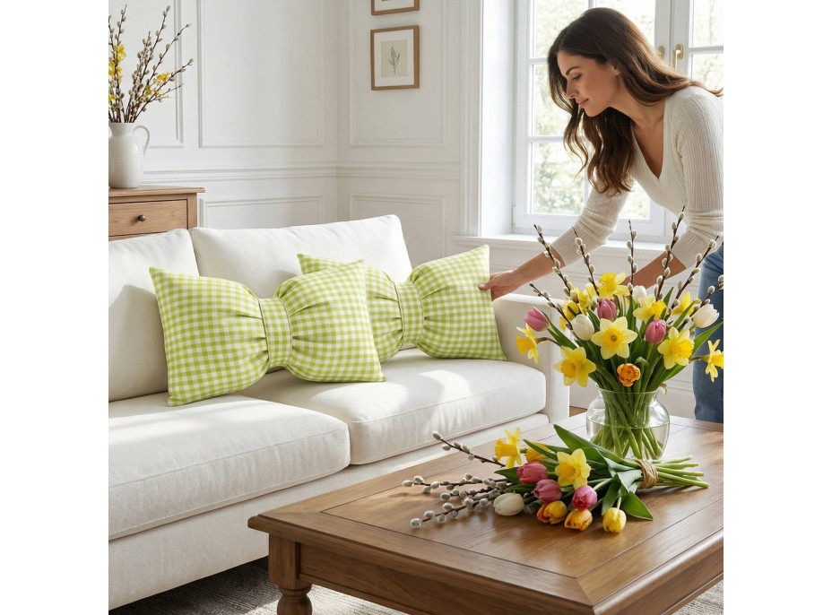 Dekoračný vankúš GLAM 30x50 cm - károvaný zelený