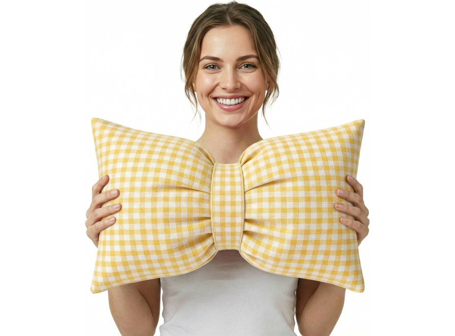 Dekoračný vankúš GLAM 30x50 cm - károvaný žltý