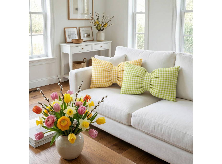 Dekoračný vankúš GLAM 30x50 cm - károvaný žltý