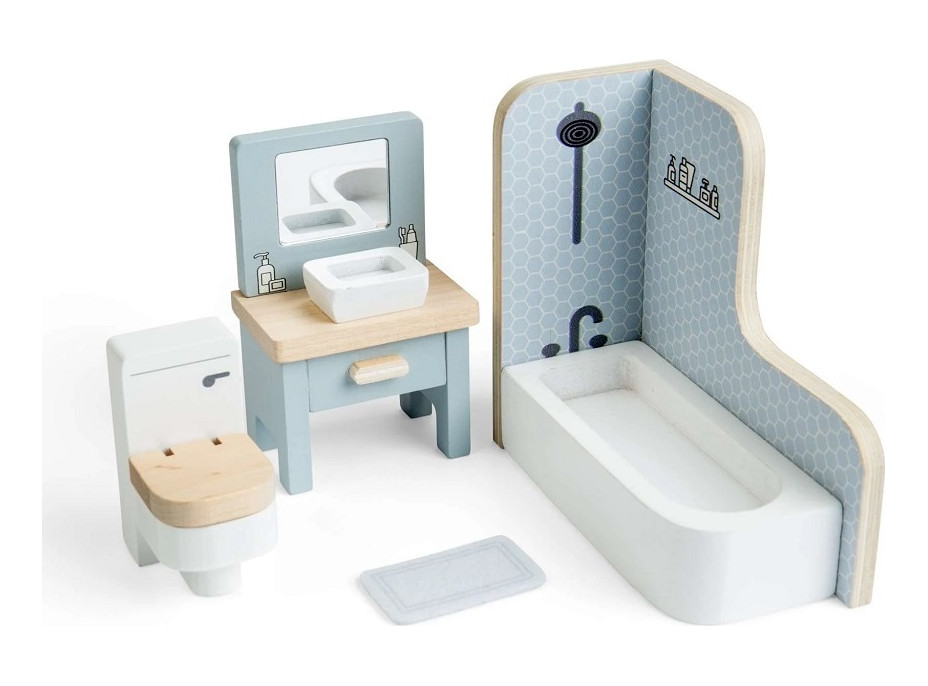 Bigjigs Toys Drevený nábytok do domčeka pre bábiky Kúpeľňa