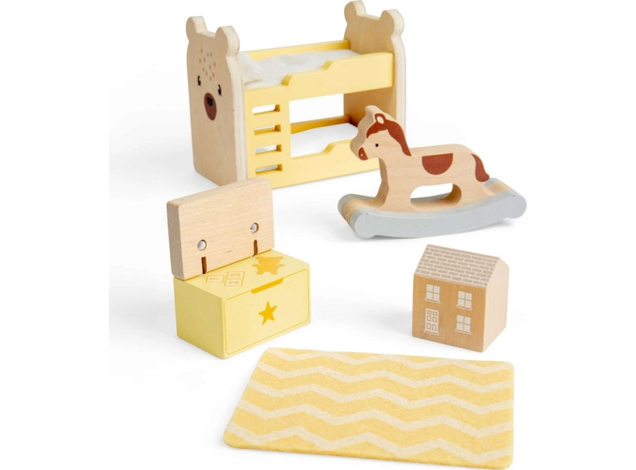 Bigjigs Toys Drevený nábytok do domčeka pre bábiky Detská izba