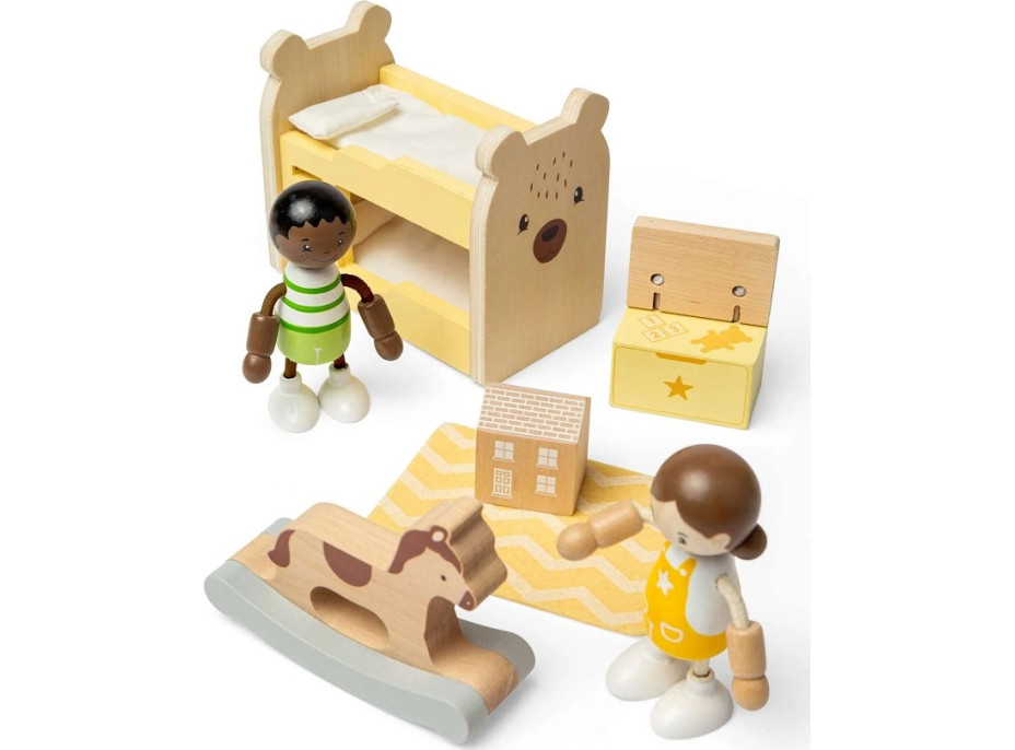 Bigjigs Toys Drevený nábytok do domčeka pre bábiky Detská izba