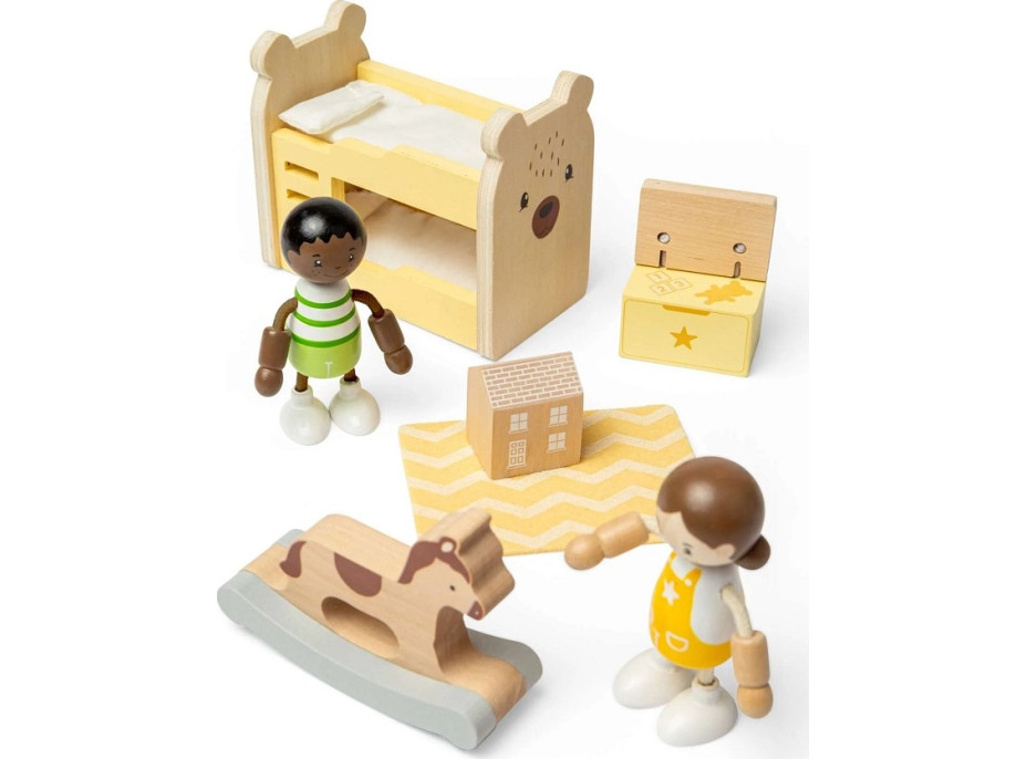 Bigjigs Toys Drevený nábytok do domčeka pre bábiky Detská izba
