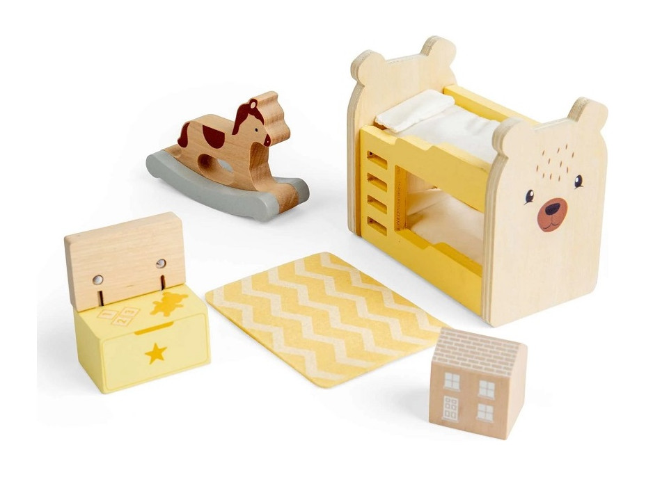 Bigjigs Toys Drevený nábytok do domčeka pre bábiky Detská izba