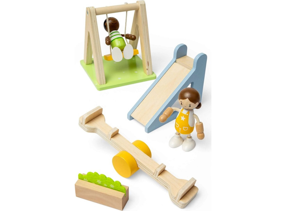 Bigjigs Toys Drevený nábytok do domčeka pre bábiky Vonkajšie ihrisko