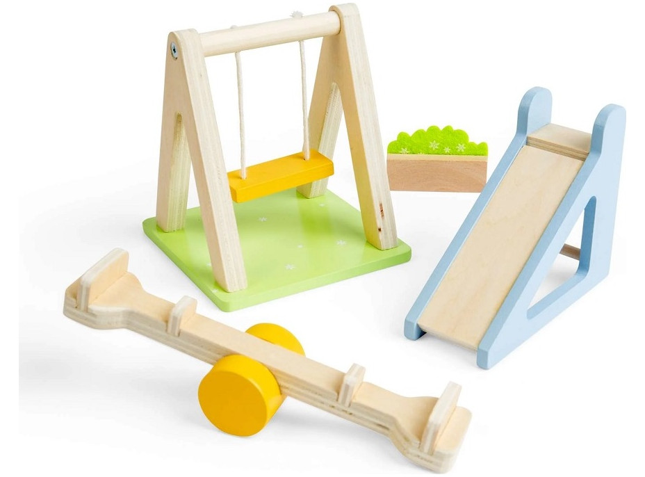 Bigjigs Toys Drevený nábytok do domčeka pre bábiky Vonkajšie ihrisko