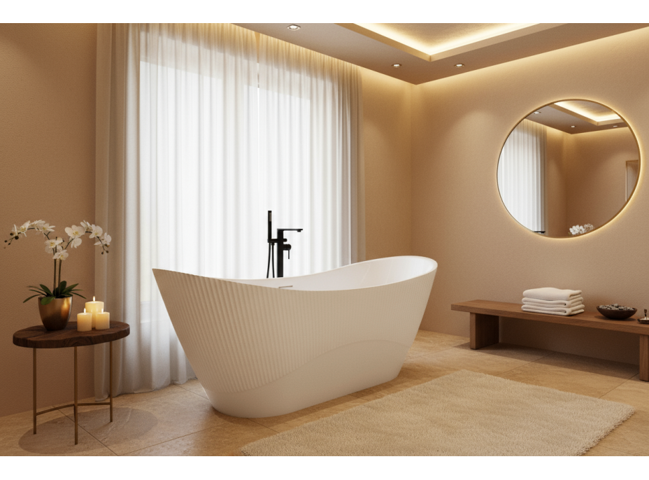 Voľne stojaca akrylátová vaňa Rea ATENA 170x73 cm - biela